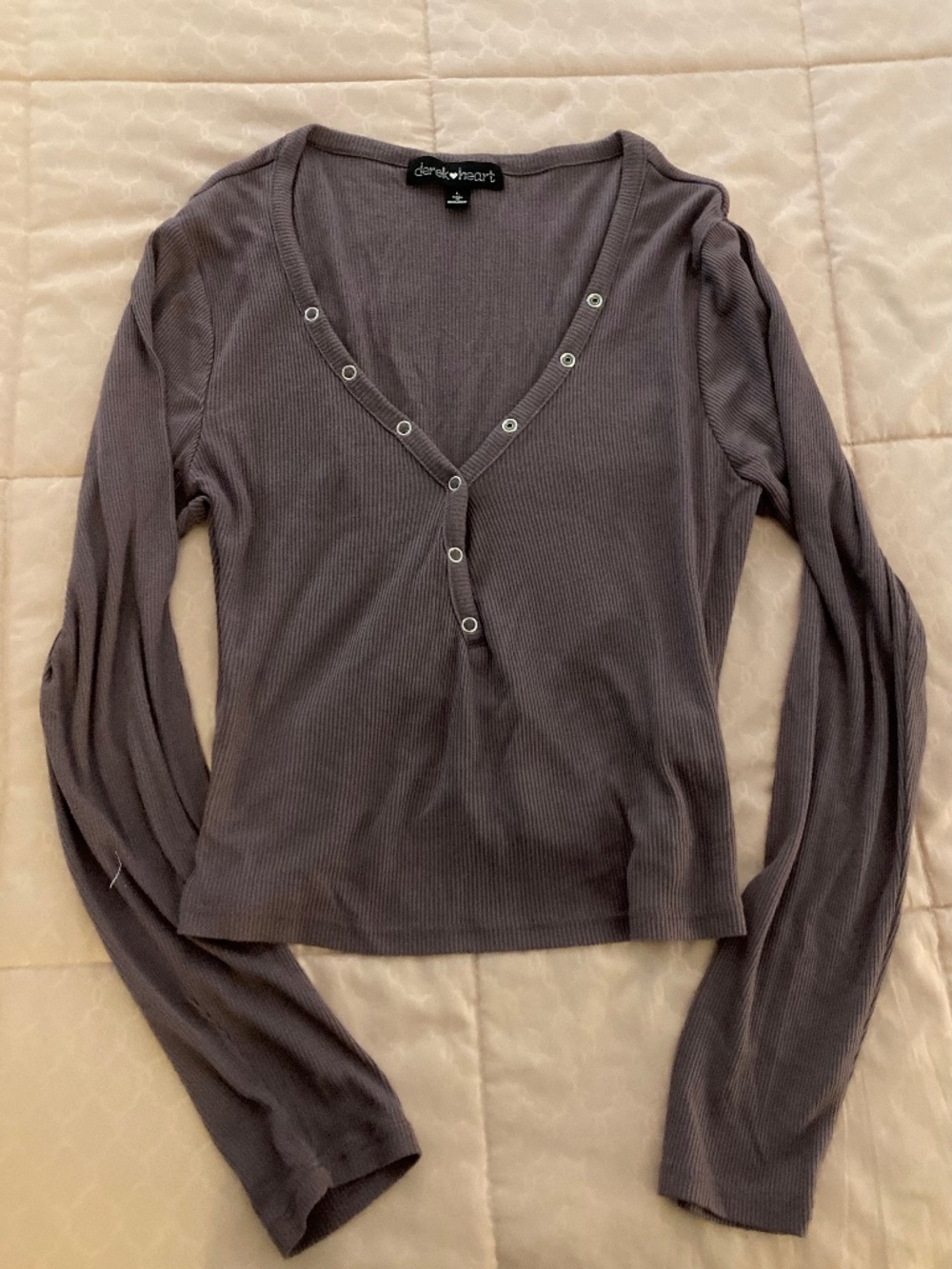 Purple Henley with Silver Button Details